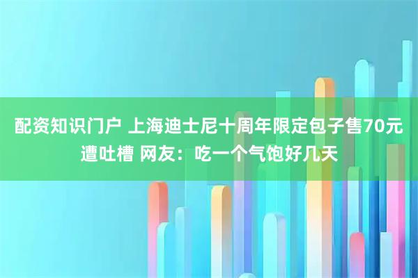 配资知识门户 上海迪士尼十周年限定包子售70元遭吐槽 网友：吃一个气饱好几天
